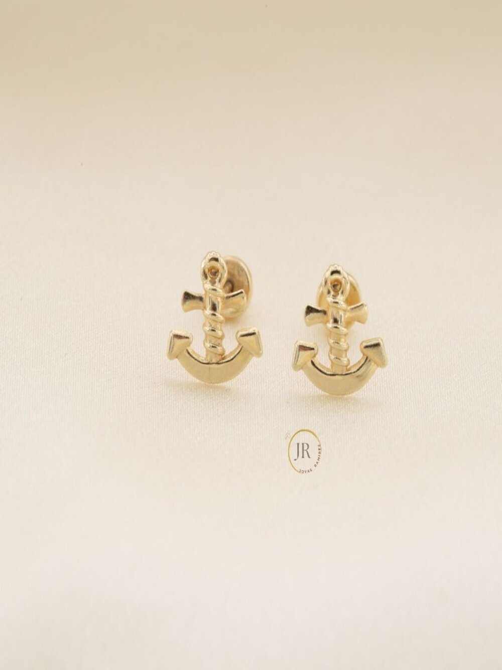 Anchor Earrings • Symbol of Stability Hope • 14K Solid Gold Studs